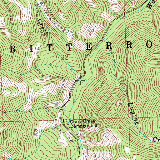 Topographic Map of Bear Creek, MT