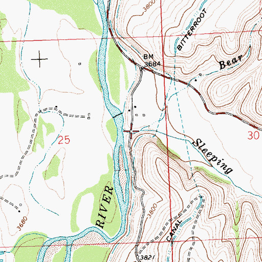 Topographic Map of Bear Creek, MT