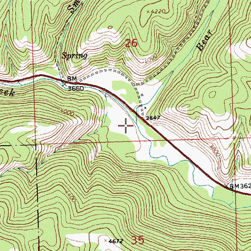 Topographic Map of Bear Creek, MT