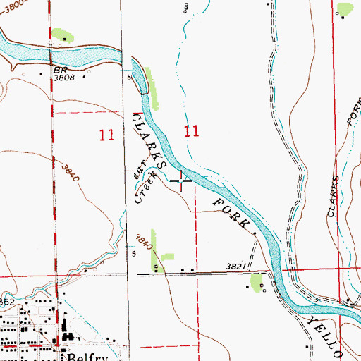 Topographic Map of Bear Creek, MT