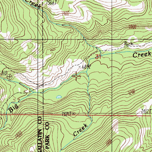 Topographic Map of Bear Creek, MT