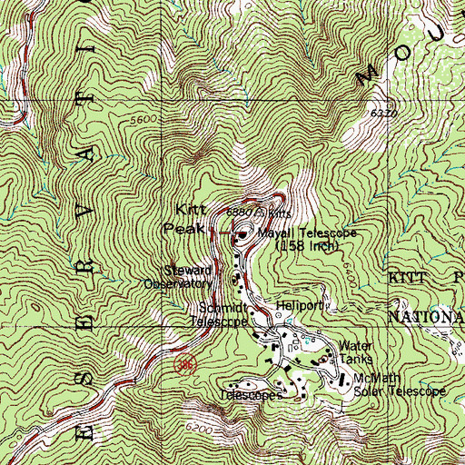 Topographic Map of Mayall Telescope, AZ