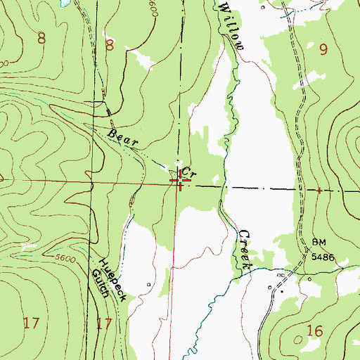 Topographic Map of Bear Creek, MT