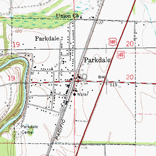 Topographic Map of Parkdale, AR
