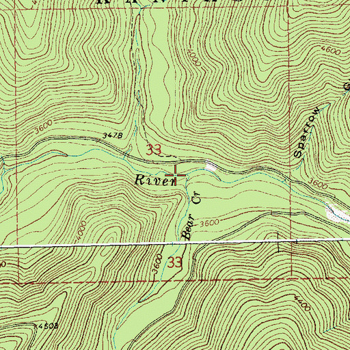 Topographic Map of Bear Creek, MT