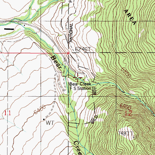 Topographic Map of Bear Creek Ranger Station, MT