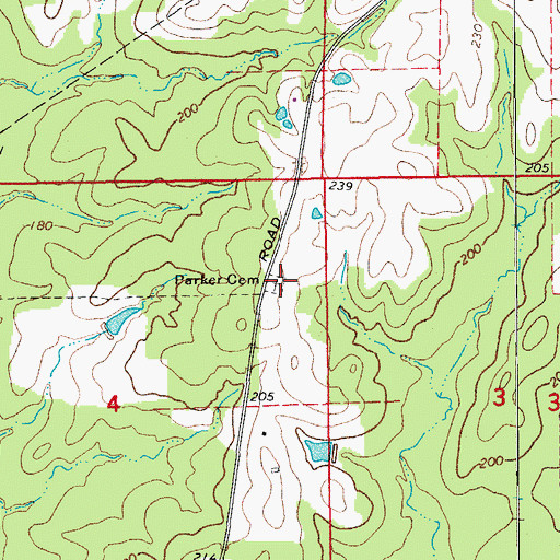 Topographic Map of Parker Cemetery, AR