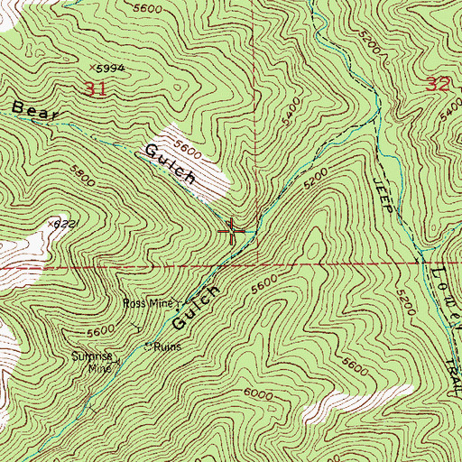 Topographic Map of Bear Gulch, MT