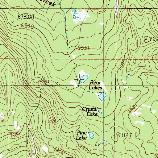 Topographic Map of Bear Lakes, MT