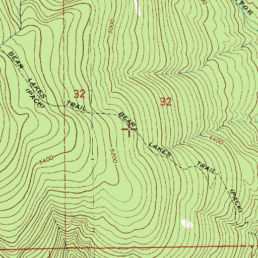 Topographic Map of Bear Lakes Trail, MT
