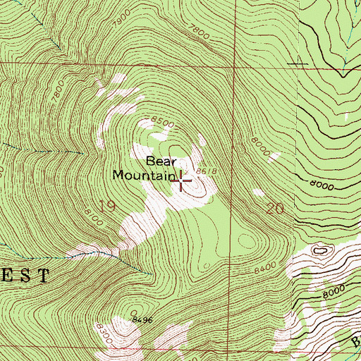 Topographic Map of Bear Mountain, MT