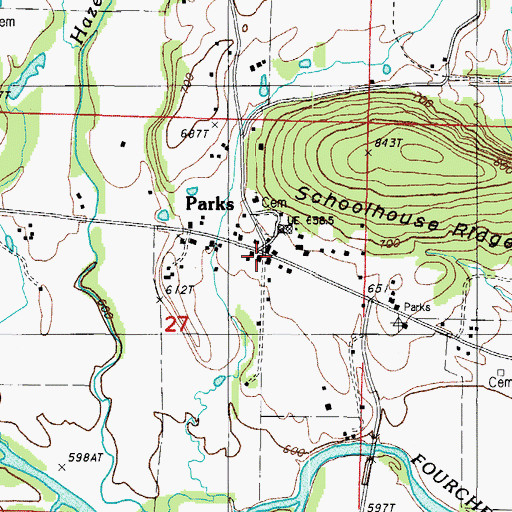Topographic Map of Parks, AR