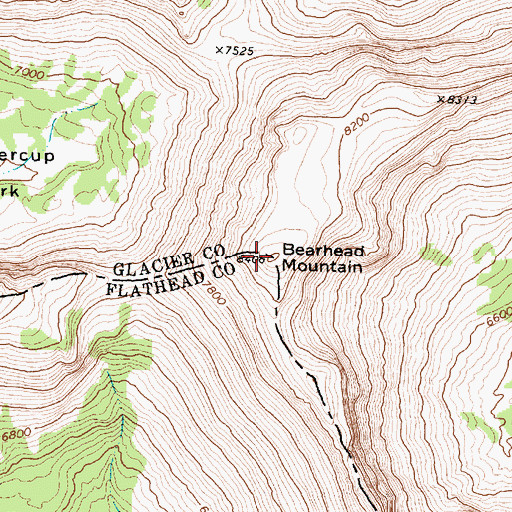 Topographic Map of Bearhead Mountain, MT