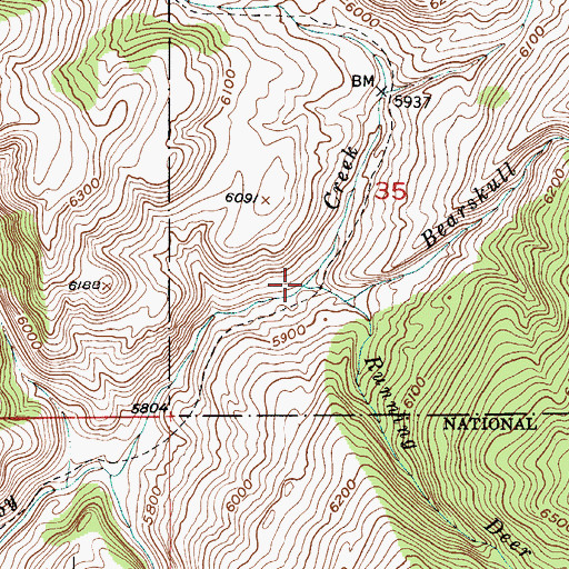 Topographic Map of Bearskull Creek, MT