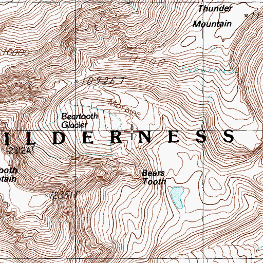 Topographic Map of Beartooth Glacier, MT