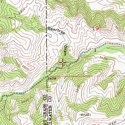 Topographic Map of Beartrap Draw, MT