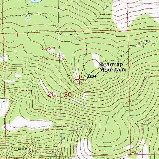 Topographic Map of Beartrap Mountain, MT