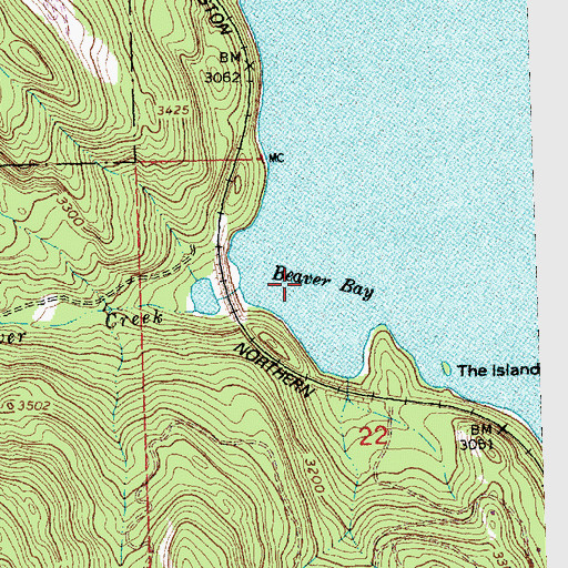 Topographic Map of Beaver Bay, MT
