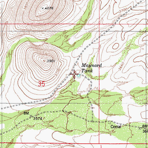 Topographic Map of Maynard Tank, AZ