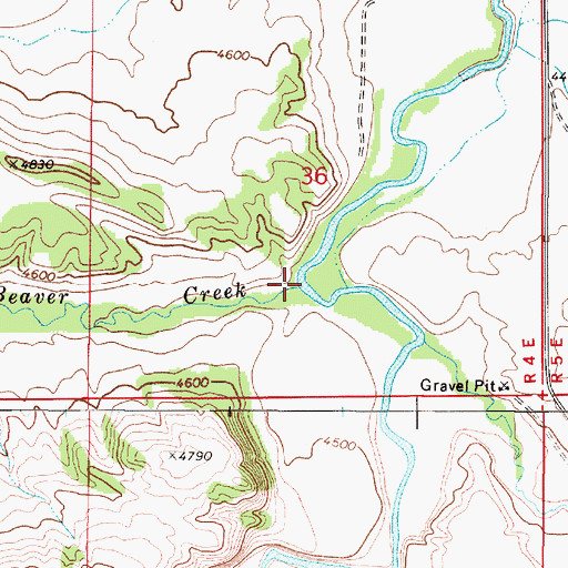 Topographic Map of Beaver Creek, MT