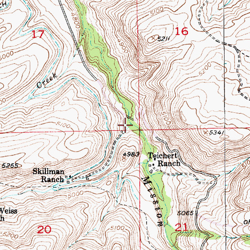 Topographic Map of Beaver Creek, MT