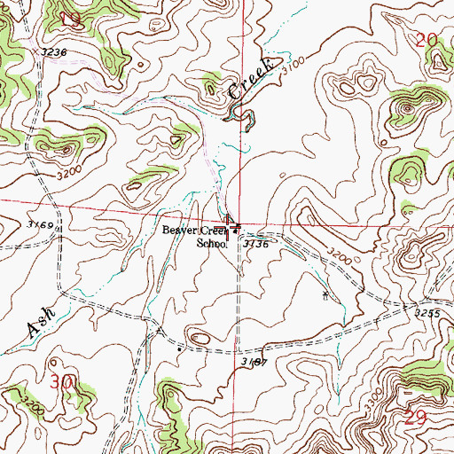 Topographic Map of Beaver Creek School (historical), MT