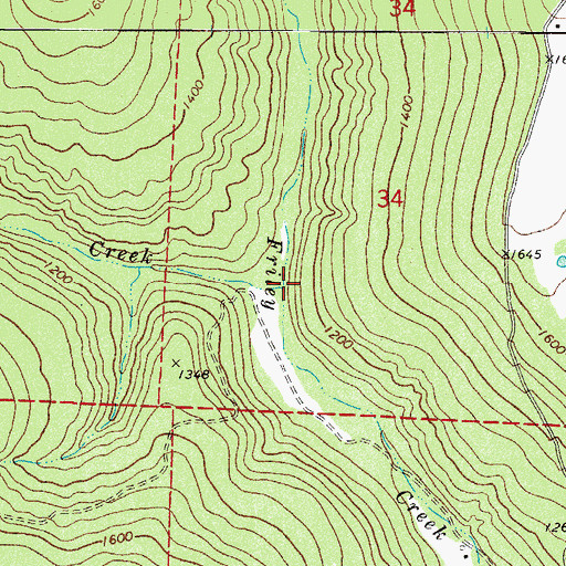 Topographic Map of Pea Prong Creek, AR
