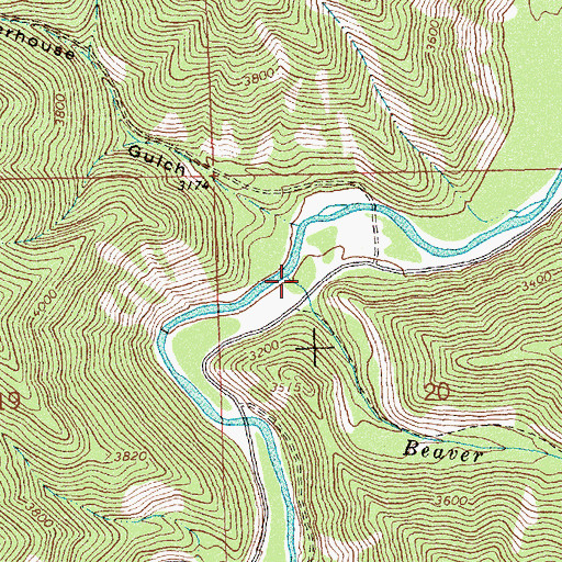 Topographic Map of Beaver Slough Creek, MT
