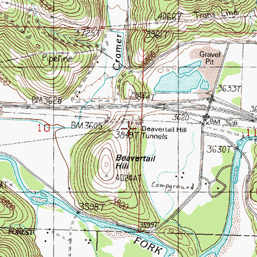Topographic Map of Beavertail Tunnel, MT