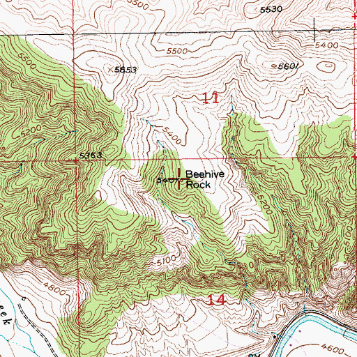 Topographic Map of Beehive Rock, MT