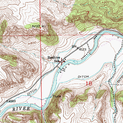 Topographic Map of Beehive School (historical), MT