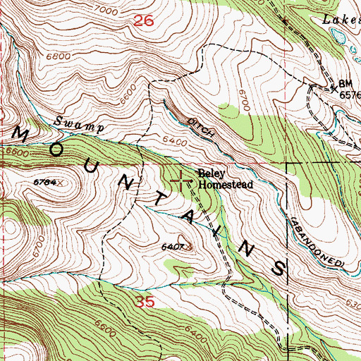 Topographic Map of Beley Homestead, MT