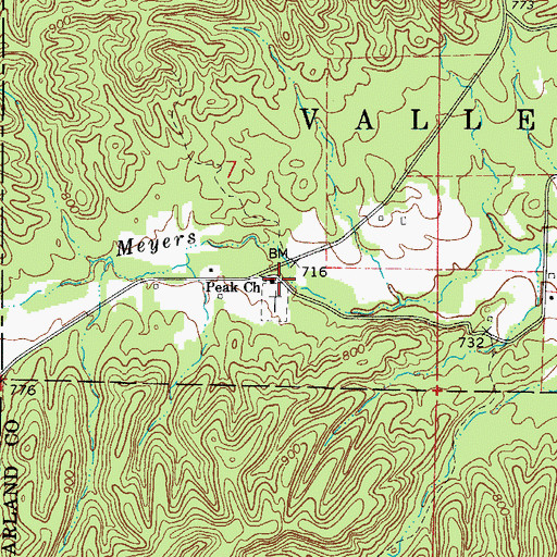 Topographic Map of Peak Church, AR