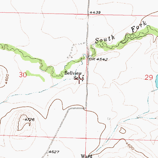Topographic Map of Bellview School (historical), MT