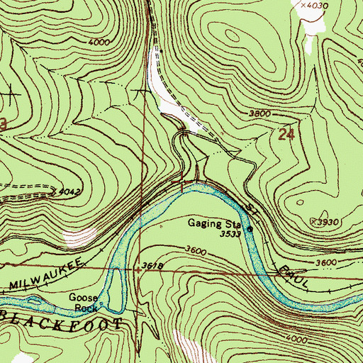 Topographic Map of Belmont Creek, MT