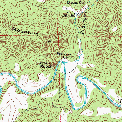 Topographic Map of Pearogue Branch, AR