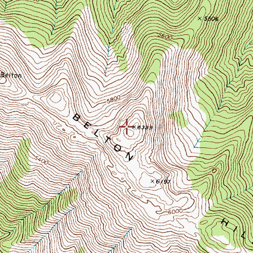 Topographic Map of Belton Hills, MT