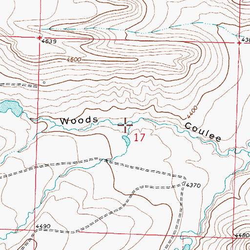 Topographic Map of Ben English Coulee, MT
