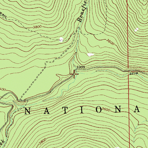 Topographic Map of Benefield Creek, MT