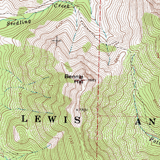 Topographic Map of Bennie Hill, MT