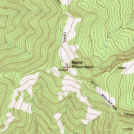 Topographic Map of Bent Mountain, MT