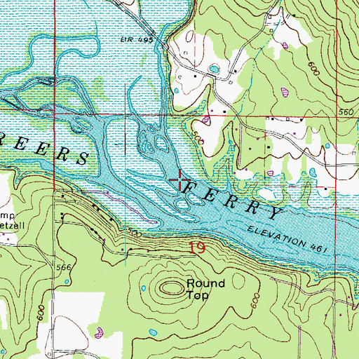 Topographic Map of Pee Dee Creek, AR