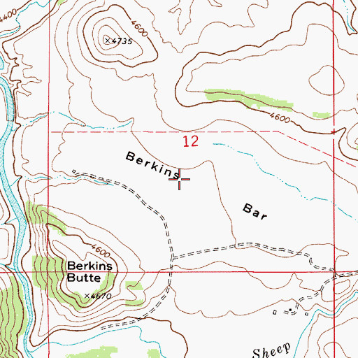 Topographic Map of Berkins Bar, MT