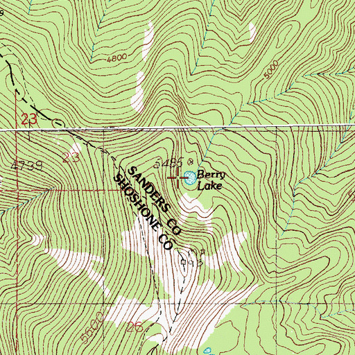 Topographic Map of Berry Lake, MT