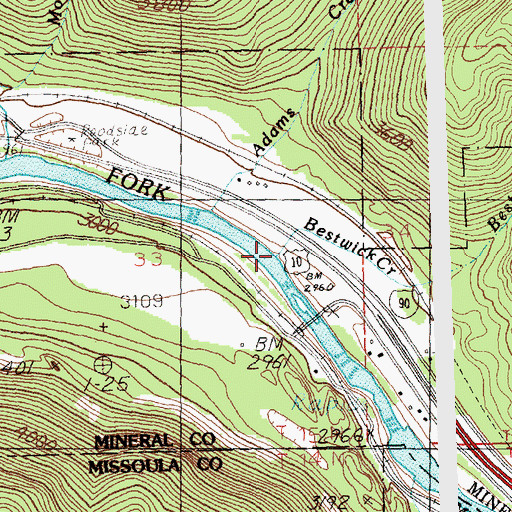 Topographic Map of Bestwick Creek, MT