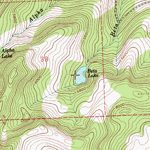 Topographic Map of Beta Lake, MT