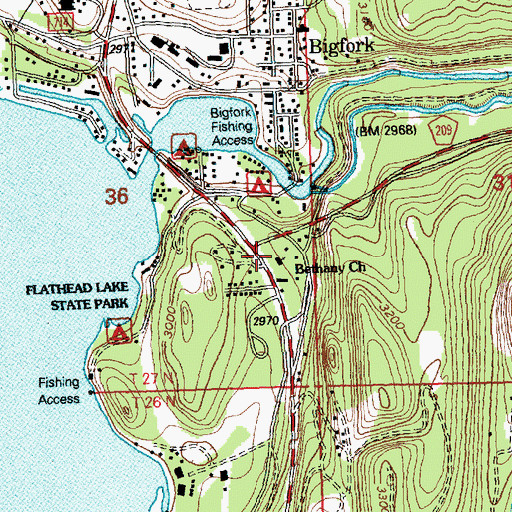 Topographic Map of Bethany Church, MT