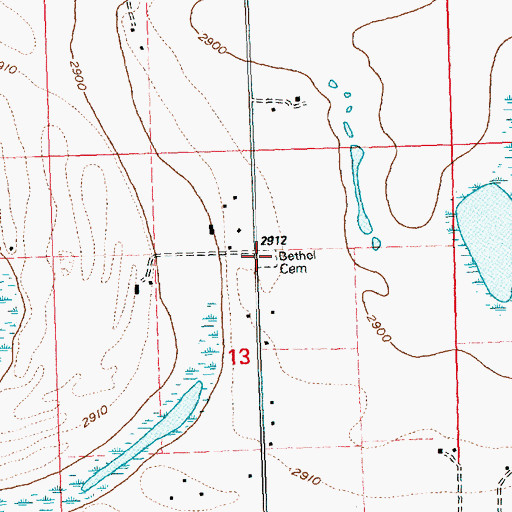 Topographic Map of Bethel Cemetery, MT