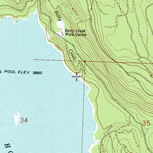 Topographic Map of Betty Creek, MT