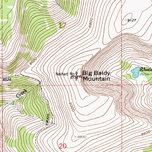 Topographic Map of Big Baldy Mountain, MT